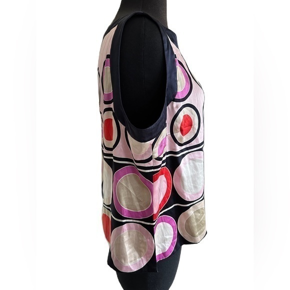 Carlisle Silk Sleeveless Blouse Geometric‎ Circles Size 14 - Picture 2 of 10